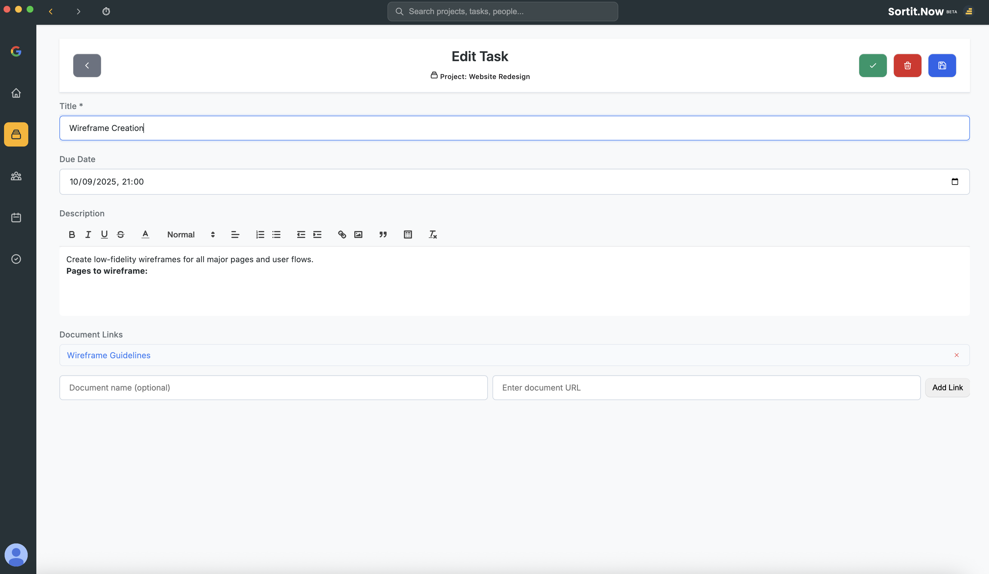 Task Edit View