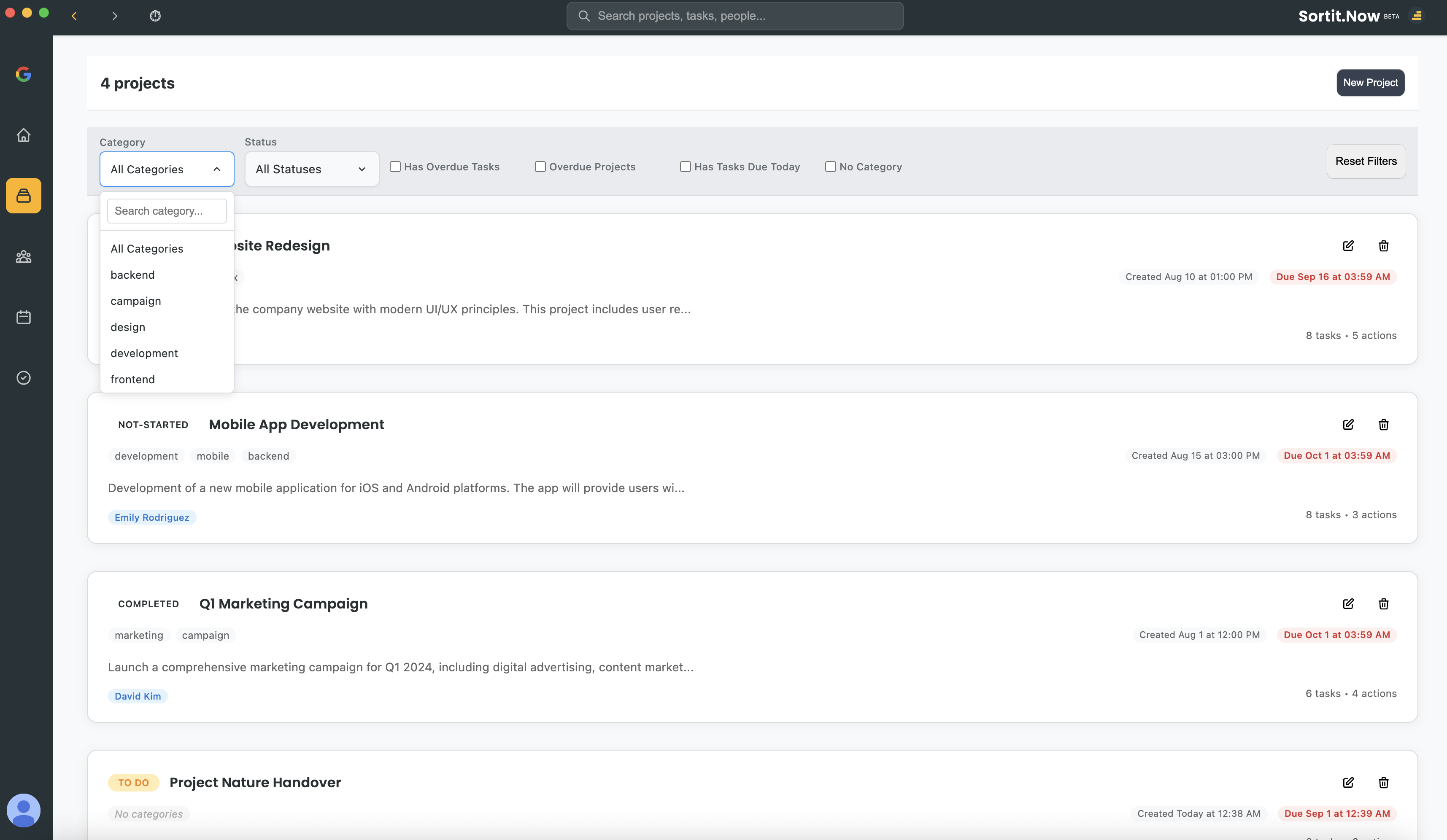 Project List View