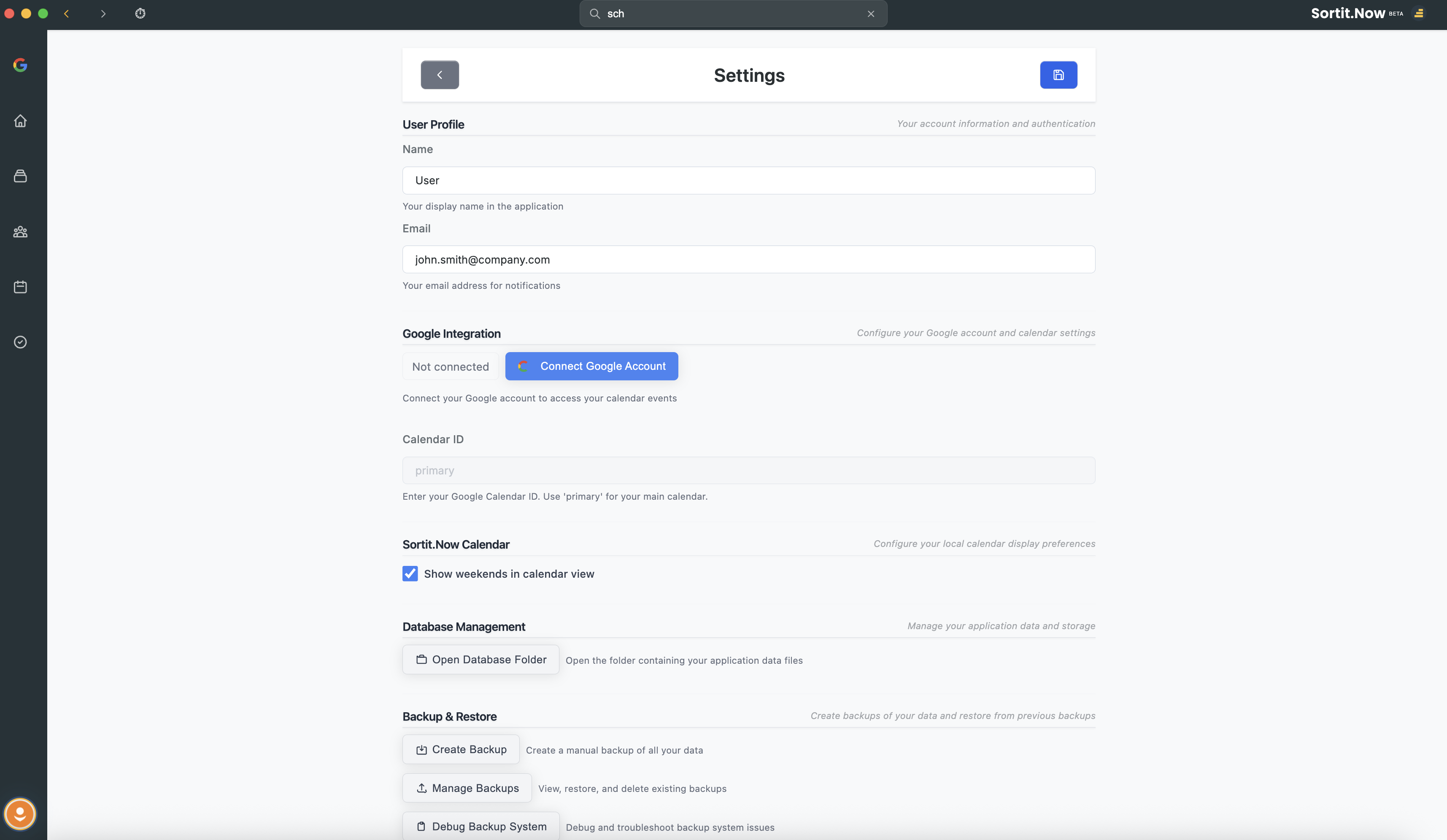 Google Calendar Settings